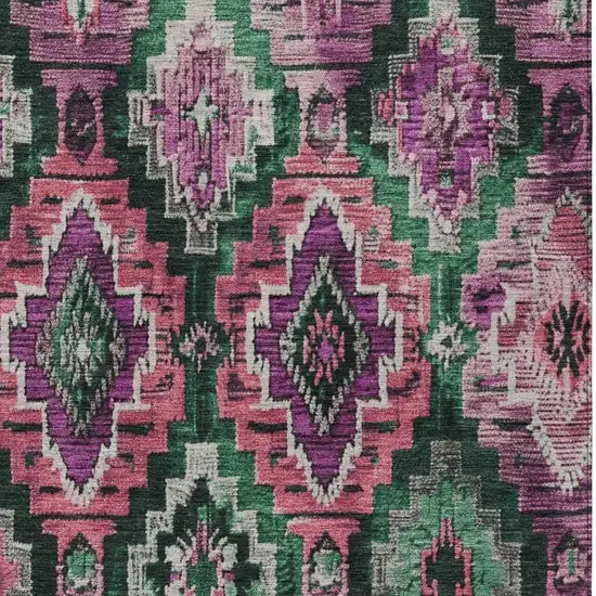 Blush And Green Aztec Washable Indoor Outdoor Area Rug Photo 3