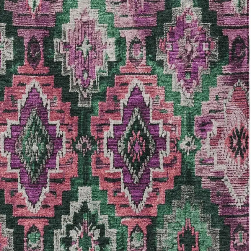 Blush And Green Aztec Washable Indoor Outdoor Area Rug Photo 3