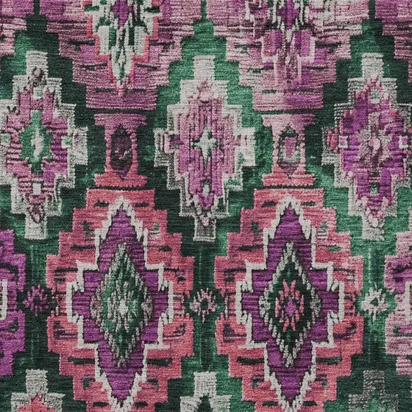 Blush And Green Aztec Washable Indoor Outdoor Area Rug Photo 3