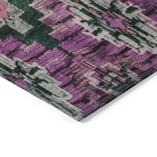 Blush And Green Aztec Washable Indoor Outdoor Area Rug Photo 9