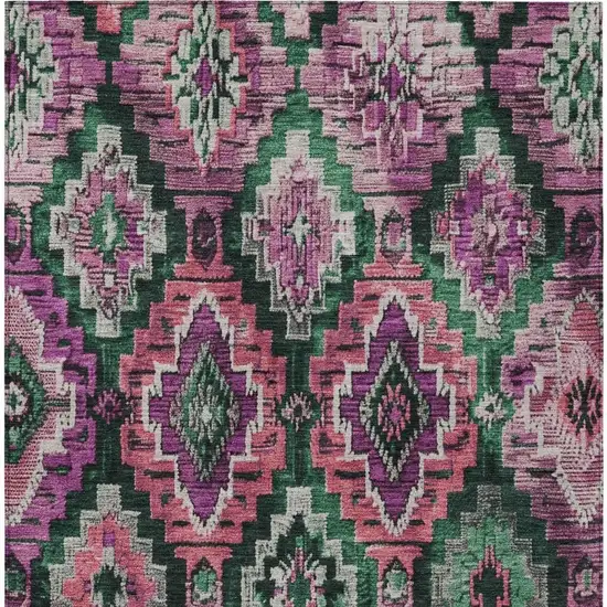 Blush And Green Aztec Washable Indoor Outdoor Area Rug Photo 4
