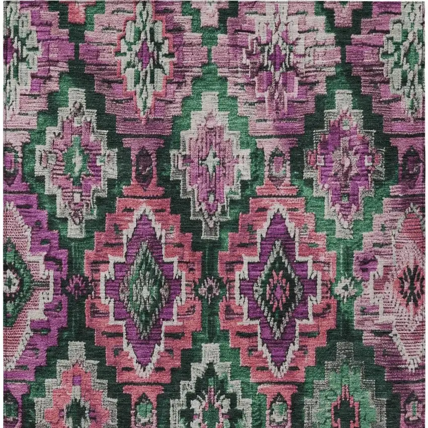 Blush And Green Aztec Washable Indoor Outdoor Area Rug Photo 4