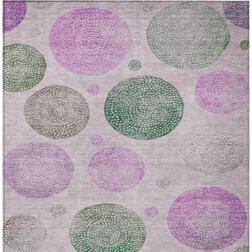 Blush And Green Geometric Washable Indoor Outdoor Area Rug Photo 9