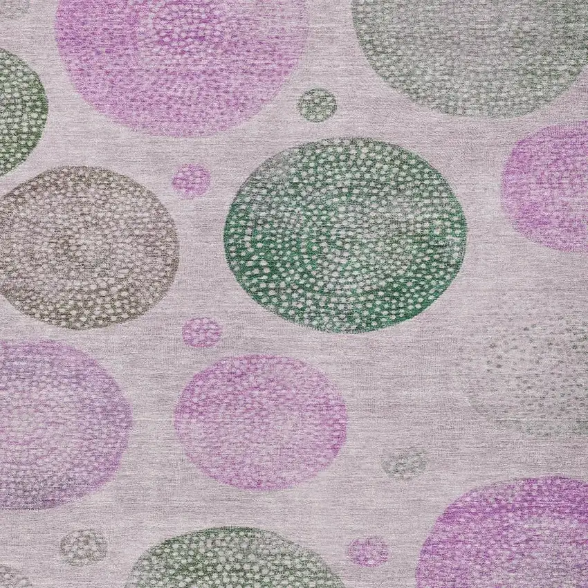 Blush And Green Geometric Washable Indoor Outdoor Area Rug Photo 3