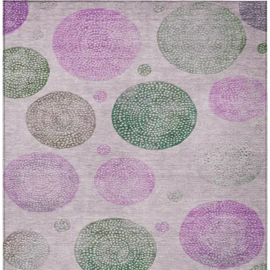 Blush And Green Geometric Washable Indoor Outdoor Area Rug Photo 9