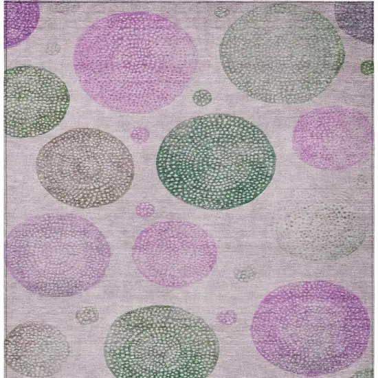 Blush And Green Geometric Washable Indoor Outdoor Area Rug Photo 3