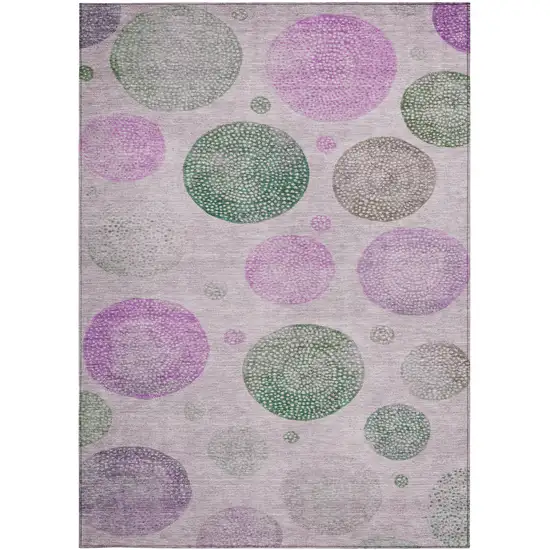 Blush And Green Geometric Washable Indoor Outdoor Area Rug Photo 4