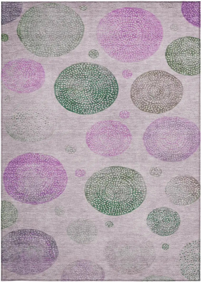 Blush And Green Geometric Washable Indoor Outdoor Area Rug Photo 4