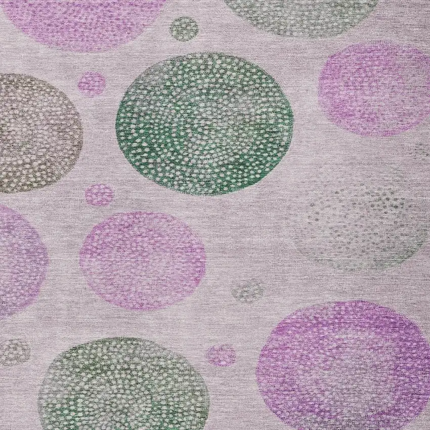 Blush And Green Geometric Washable Indoor Outdoor Area Rug Photo 3