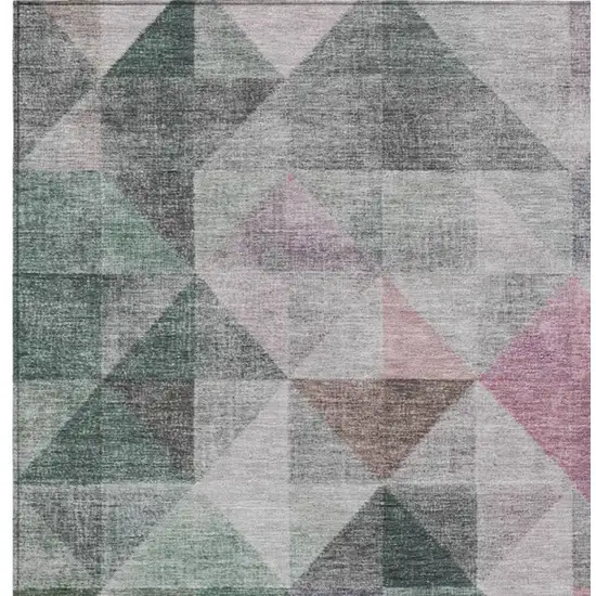 Blush And Green Geometric Washable Indoor Outdoor Area Rug Photo 9