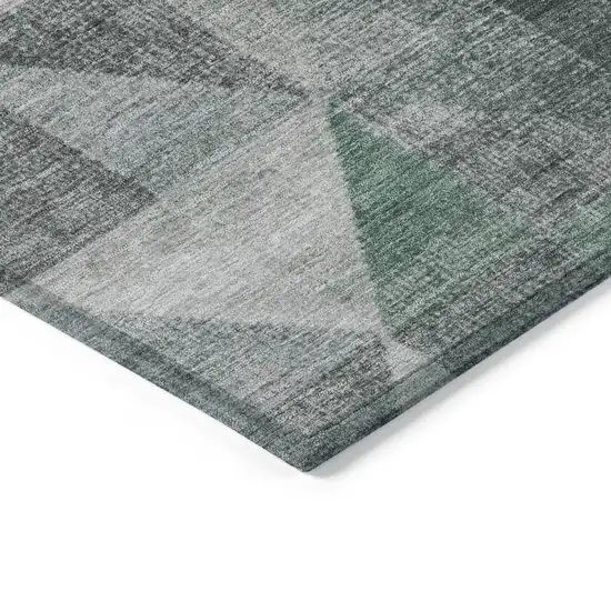 Blush And Green Geometric Washable Indoor Outdoor Area Rug Photo 8