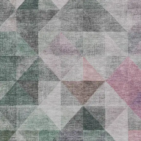 Blush And Green Geometric Washable Indoor Outdoor Area Rug Photo 9
