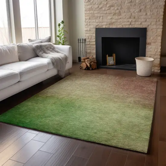 Blush And Green Ombre Washable Area Rug With UV Protection Photo 5
