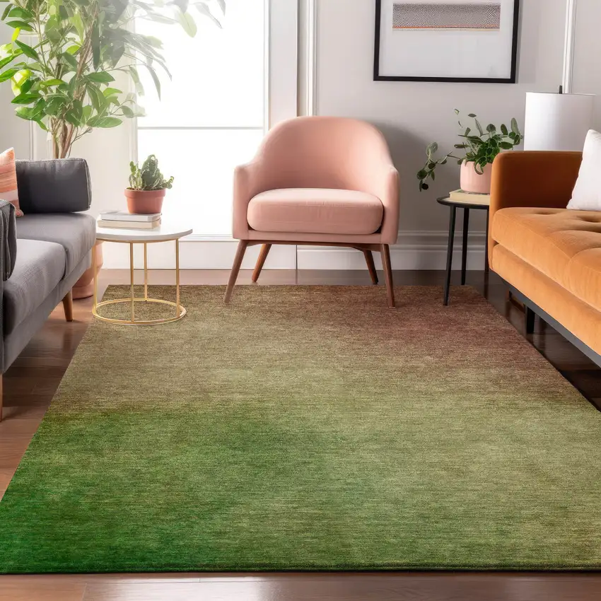 Blush And Green Ombre Washable Area Rug With UV Protection Photo 4