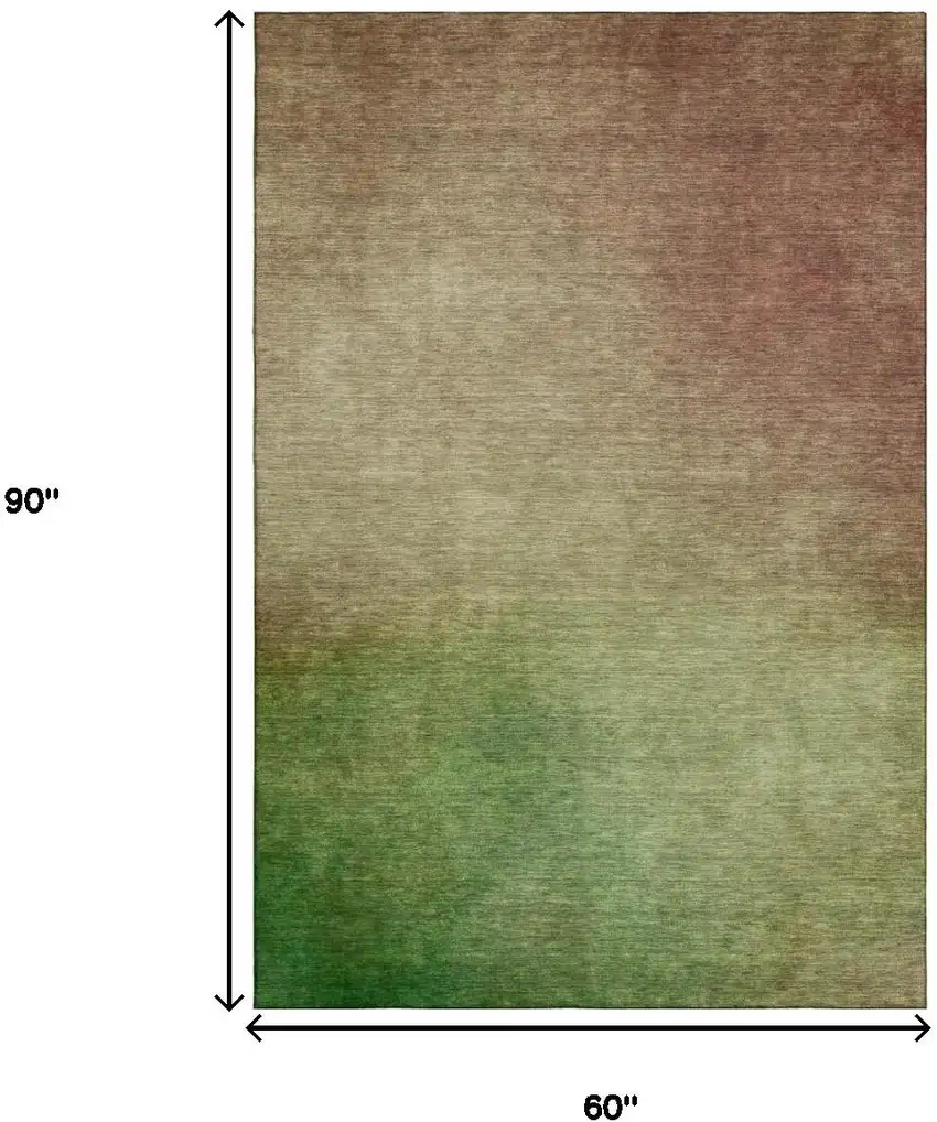 Blush And Green Ombre Washable Area Rug With UV Protection Photo 9
