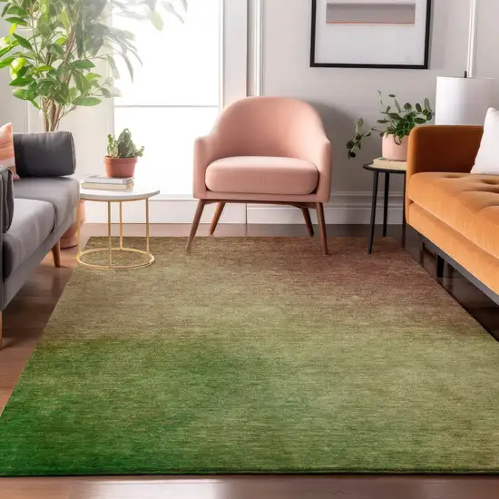 Blush And Green Ombre Washable Area Rug With UV Protection Photo 3