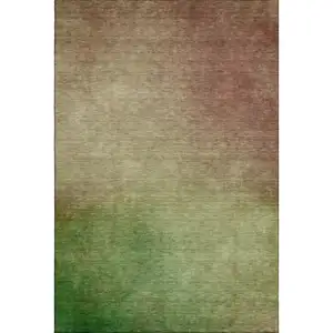 Photo of Blush And Green Ombre Washable Area Rug With UV Protection