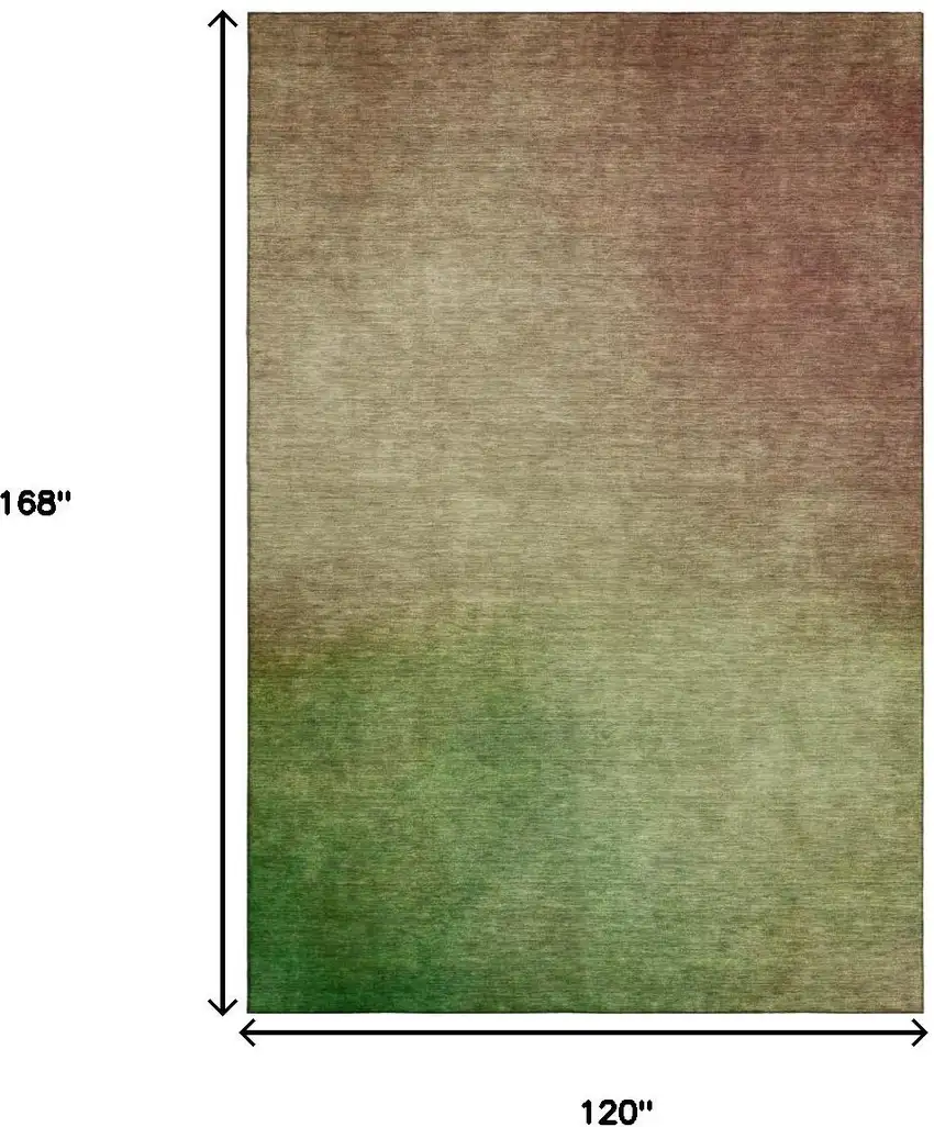 Blush And Green Ombre Washable Area Rug With UV Protection Photo 9