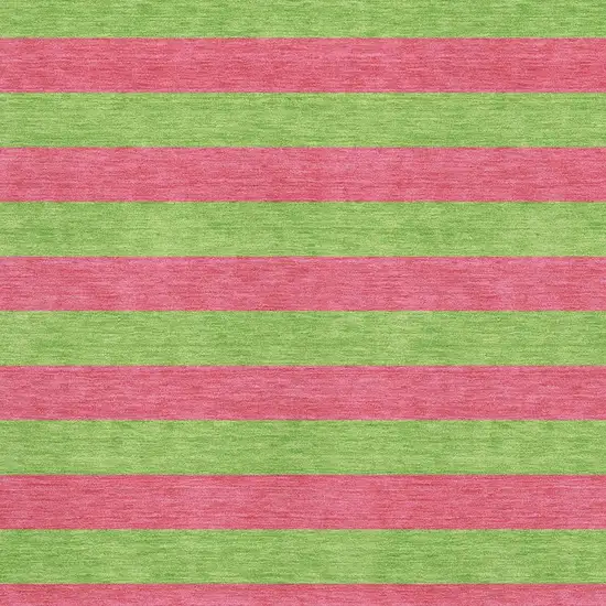 Blush And Green Striped Washable Area Rug With UV Protection Photo 3