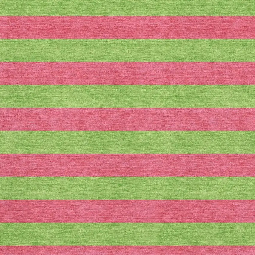Blush And Green Striped Washable Area Rug With UV Protection Photo 3