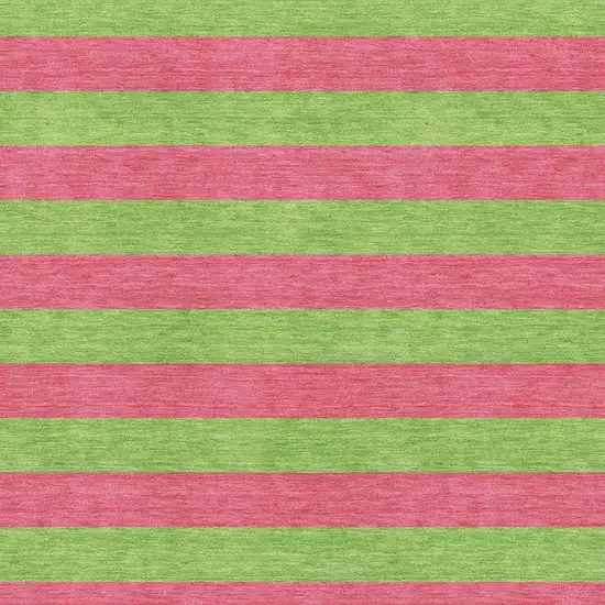 Blush And Green Striped Washable Area Rug With UV Protection Photo 3