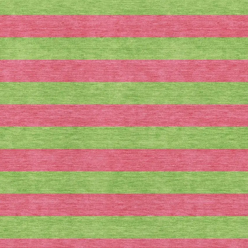Blush And Green Striped Washable Area Rug With UV Protection Photo 3