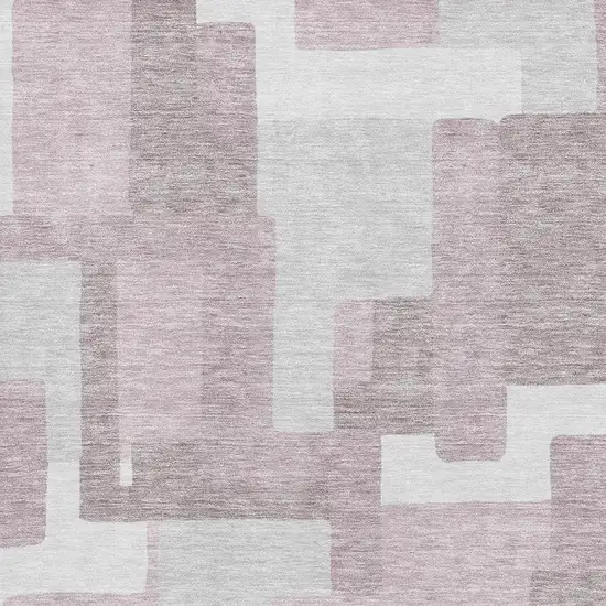 Blush And Ivory Abstract Geometric Washable Area Rug With UV Protection Photo 3