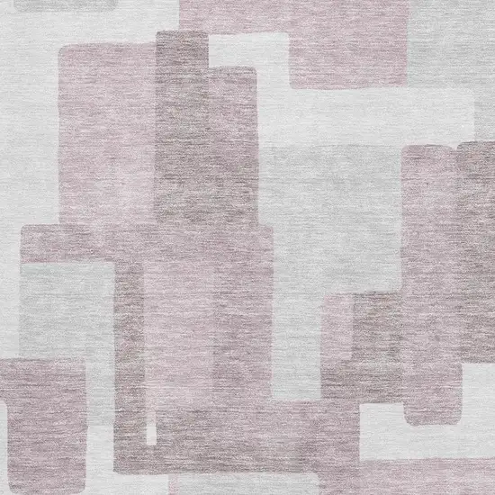 Blush And Ivory Abstract Geometric Washable Area Rug With UV Protection Photo 3