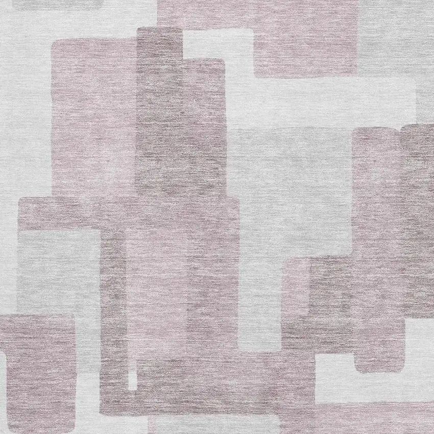 Blush And Ivory Abstract Geometric Washable Area Rug With UV Protection Photo 3