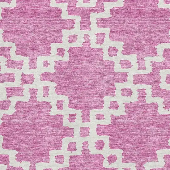 Blush And Ivory Abstract Geometric Washable Area Rug With UV Protection Photo 3