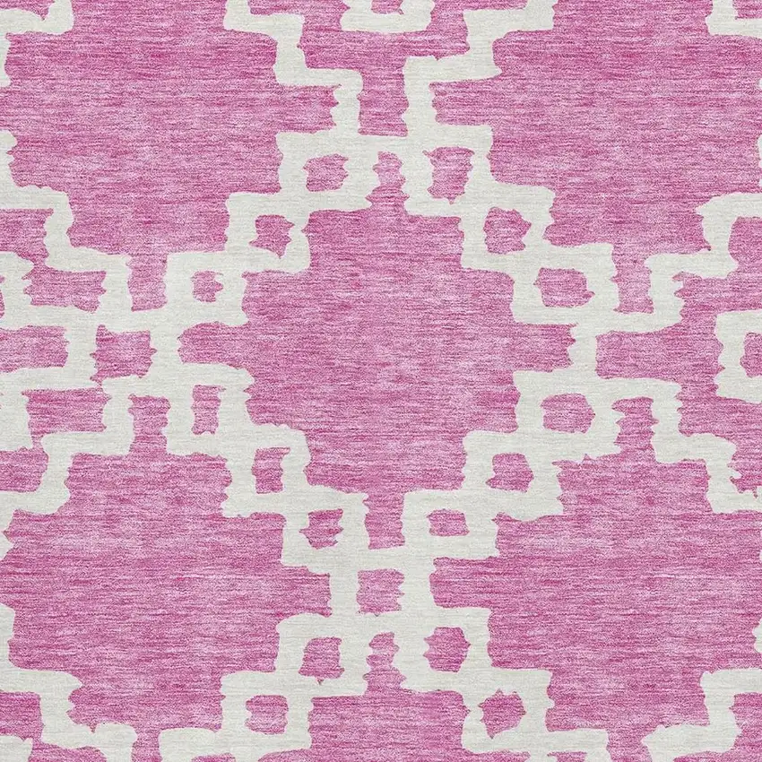 Blush And Ivory Abstract Geometric Washable Area Rug With UV Protection Photo 3