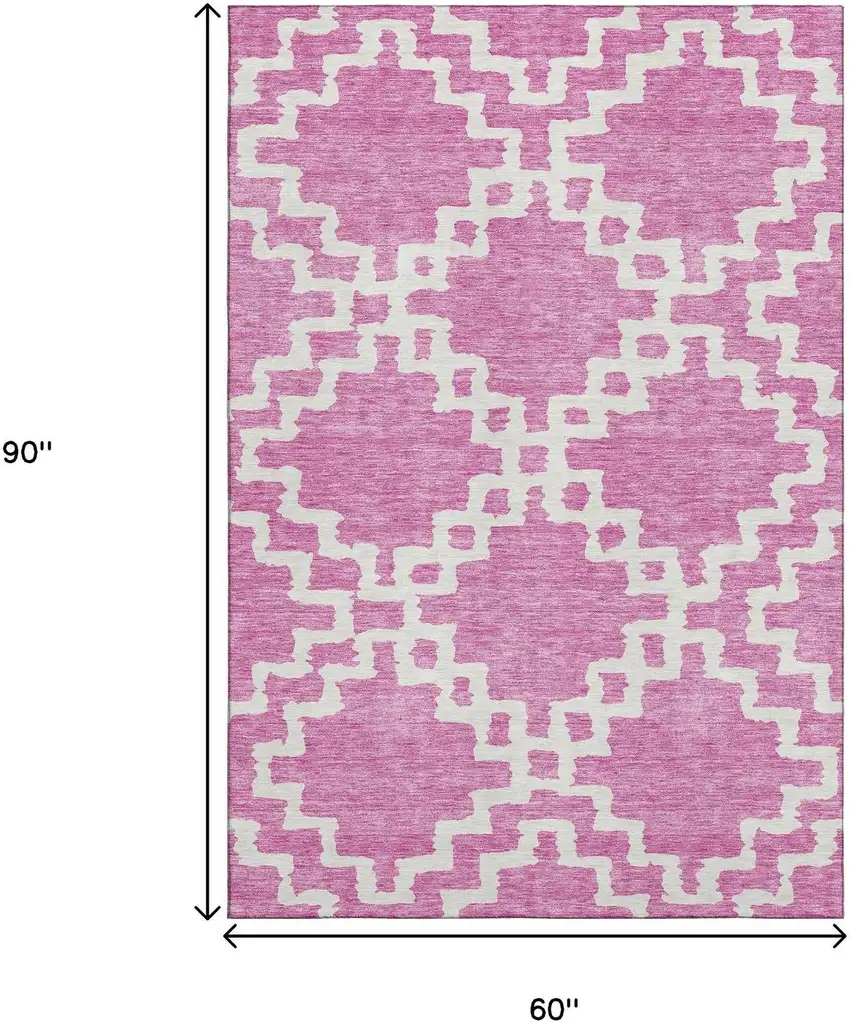 Blush And Ivory Abstract Geometric Washable Area Rug With UV Protection Photo 3