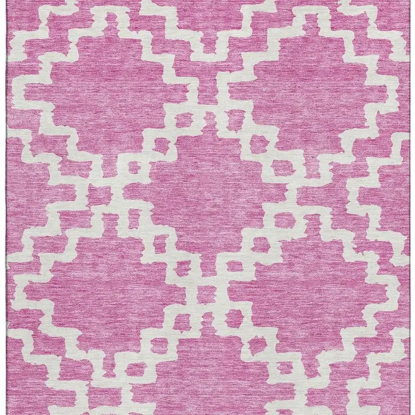 Blush And Ivory Abstract Geometric Washable Area Rug With UV Protection Photo 4