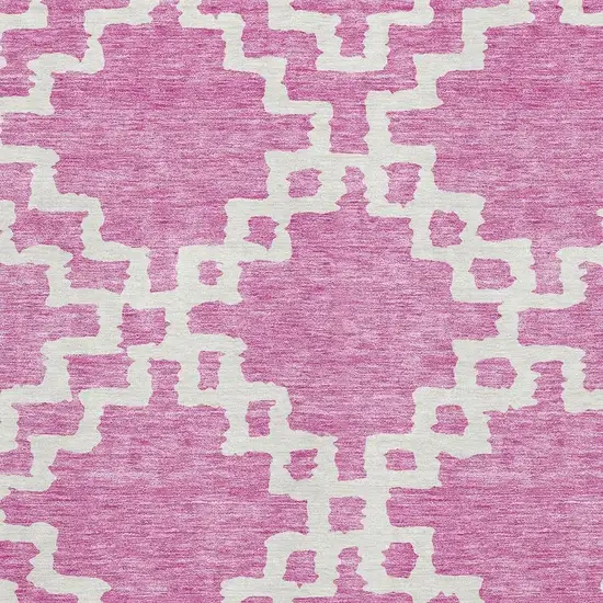 Blush And Ivory Abstract Geometric Washable Area Rug With UV Protection Photo 3