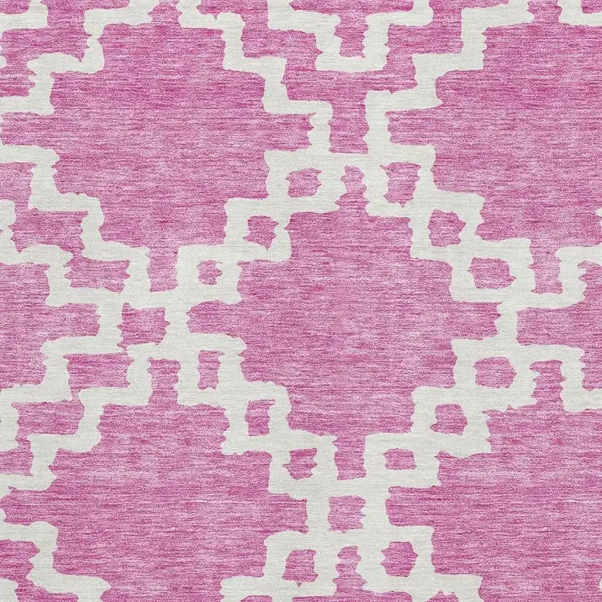 Blush And Ivory Abstract Geometric Washable Area Rug With UV Protection Photo 3