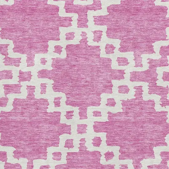 Blush And Ivory Abstract Geometric Washable Area Rug With UV Protection Photo 3