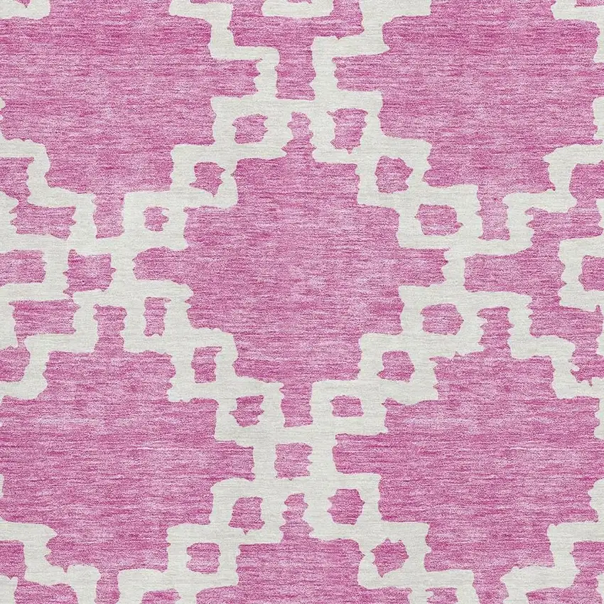 Blush And Ivory Abstract Geometric Washable Area Rug With UV Protection Photo 3