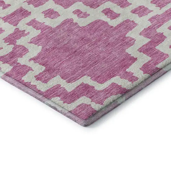 Blush And Ivory Abstract Geometric Washable Area Rug With UV Protection Photo 8