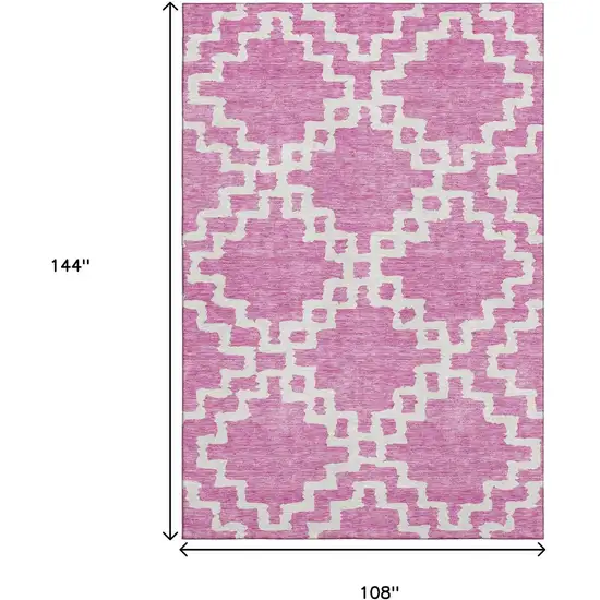 Blush And Ivory Abstract Geometric Washable Area Rug With UV Protection Photo 3