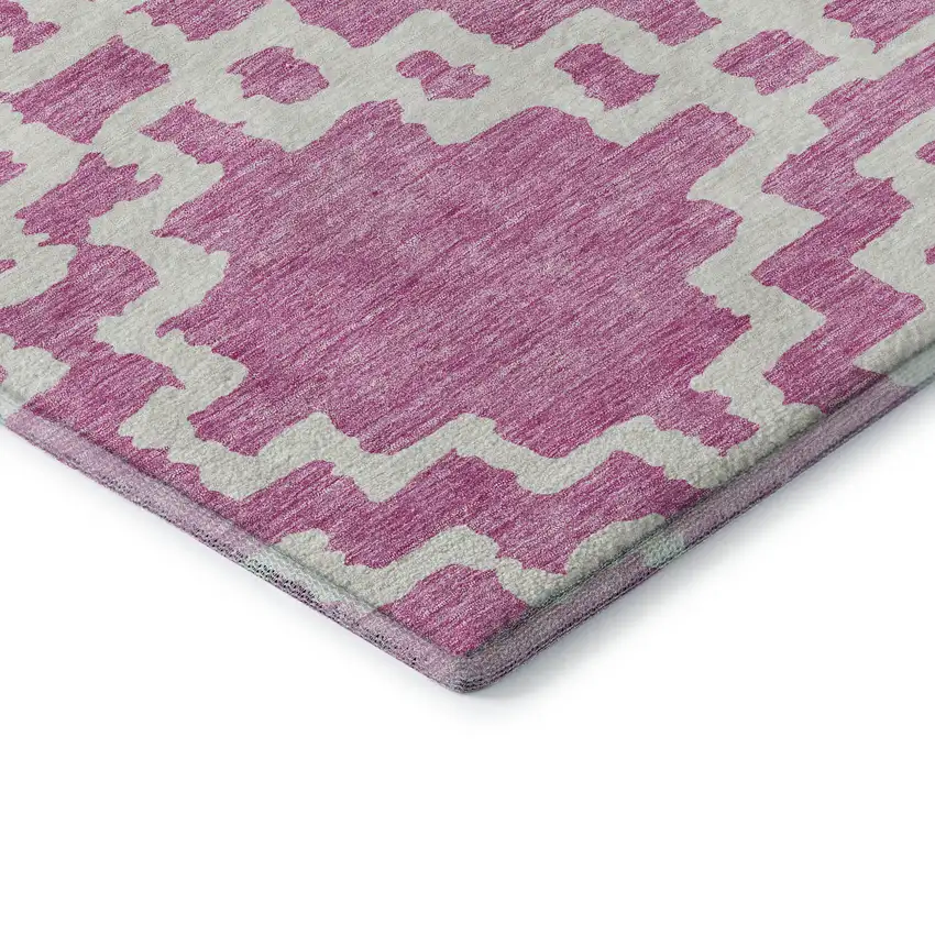 Blush And Ivory Abstract Geometric Washable Area Rug With UV Protection Photo 8