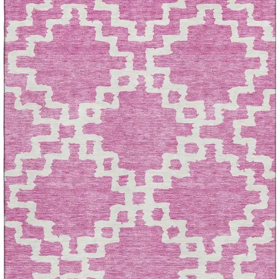 Blush And Ivory Abstract Geometric Washable Area Rug With UV Protection Photo 4