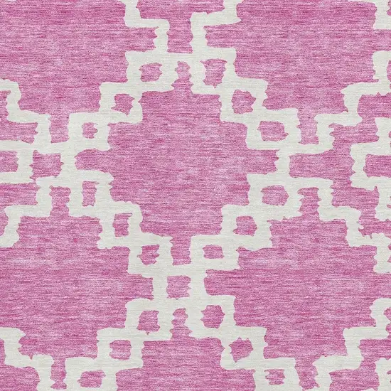 Blush And Ivory Abstract Geometric Washable Area Rug With UV Protection Photo 3