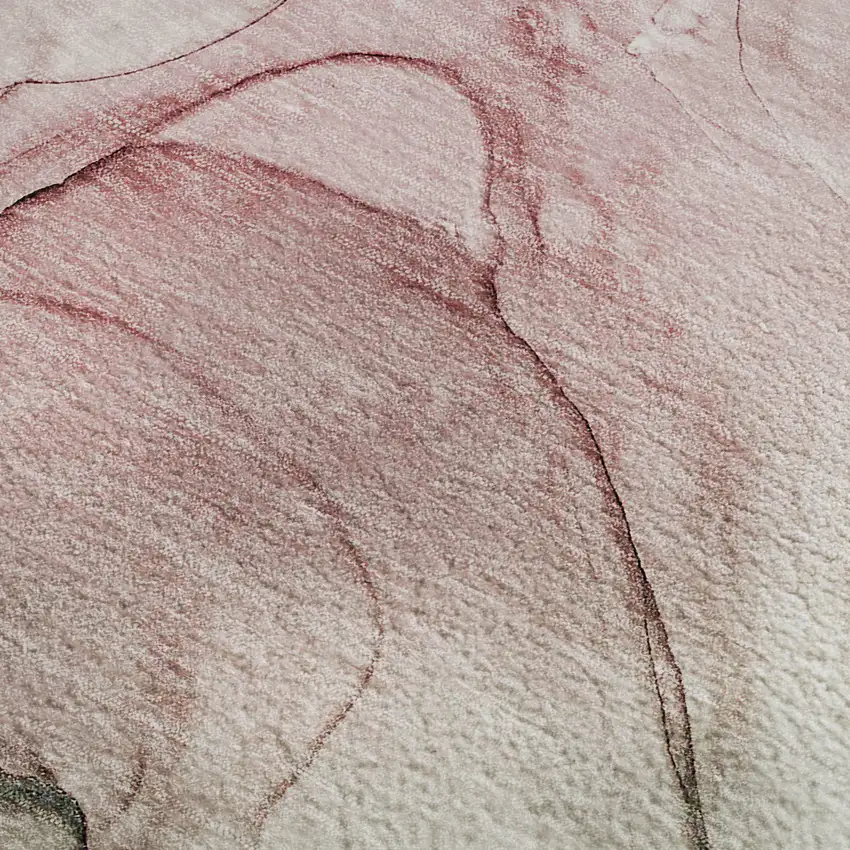 Blush And Ivory Abstract Washable Area Rug With UV Protection Photo 5