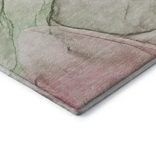 Blush And Ivory Abstract Washable Area Rug With UV Protection Photo 7