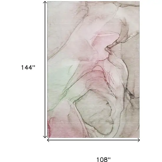 Blush And Ivory Abstract Washable Area Rug With UV Protection Photo 3