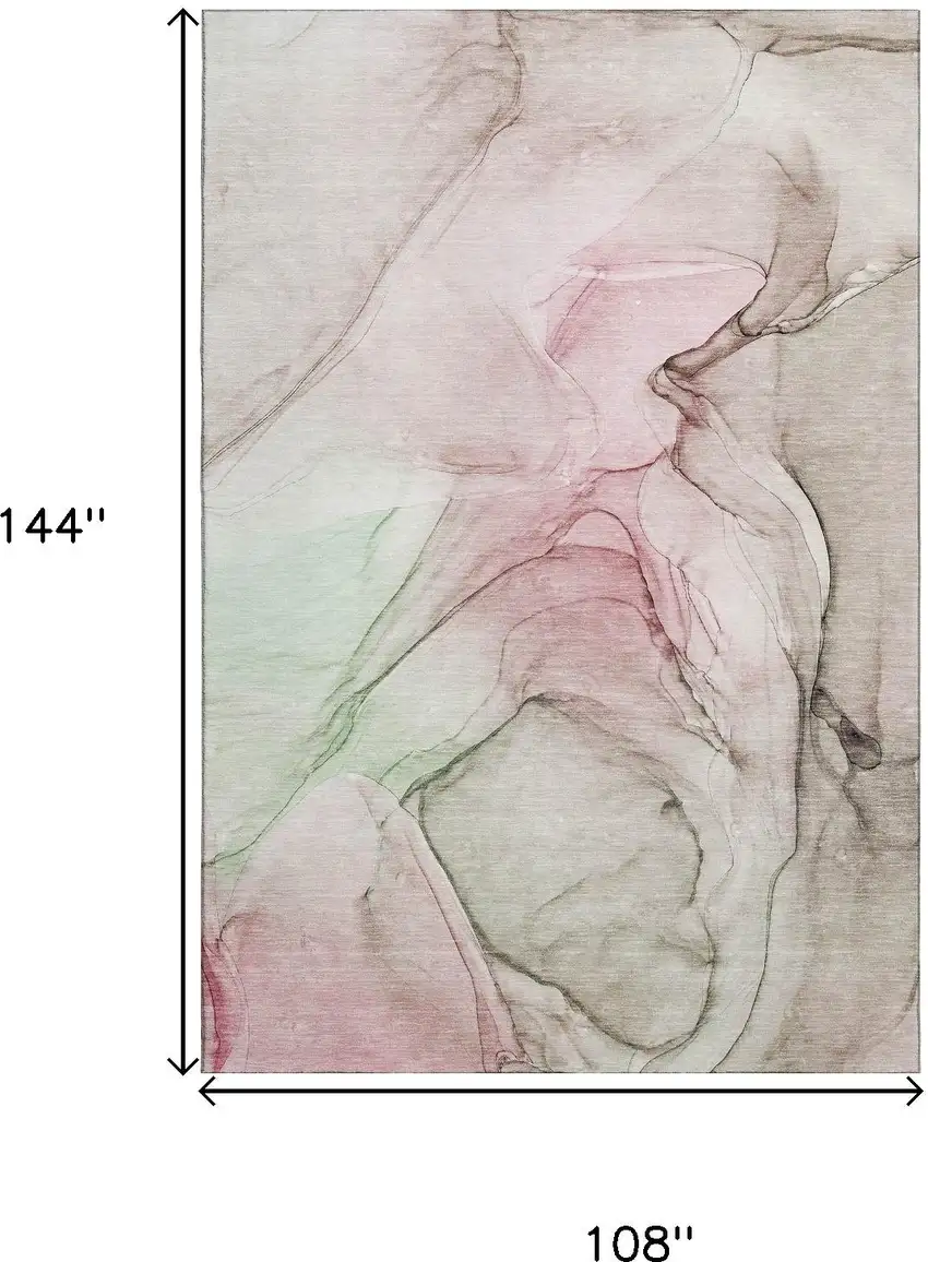 Blush And Ivory Abstract Washable Area Rug With UV Protection Photo 3