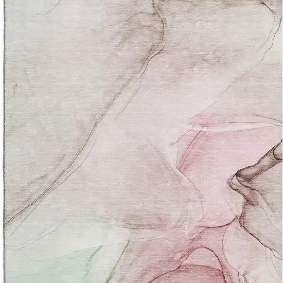 Blush And Ivory Abstract Washable Area Rug With UV Protection Photo 3