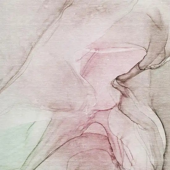 Blush And Ivory Abstract Washable Area Rug With UV Protection Photo 3