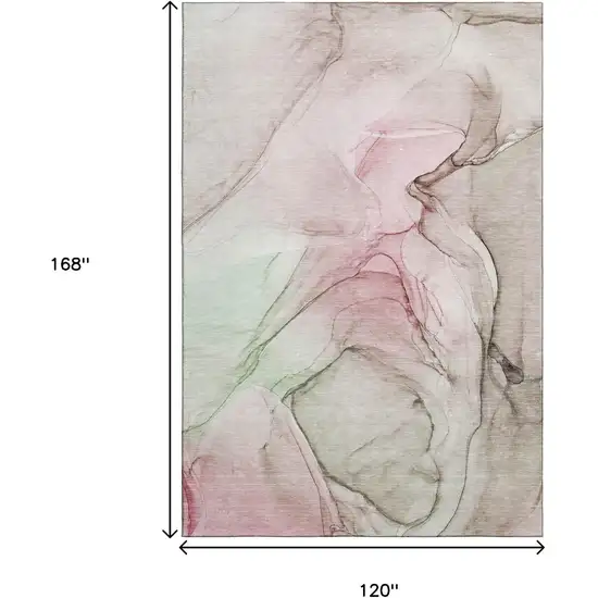 Blush And Ivory Abstract Washable Area Rug With UV Protection Photo 8