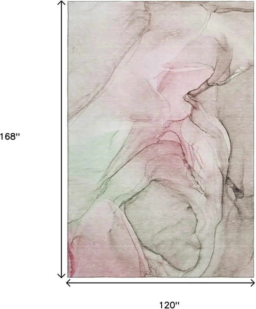 Blush And Ivory Abstract Washable Area Rug With UV Protection Photo 8